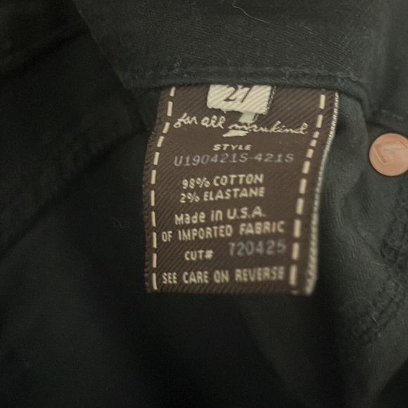 7 for all mankind, gold label, black cotton denim. Size 27. - Picture 4 of 6